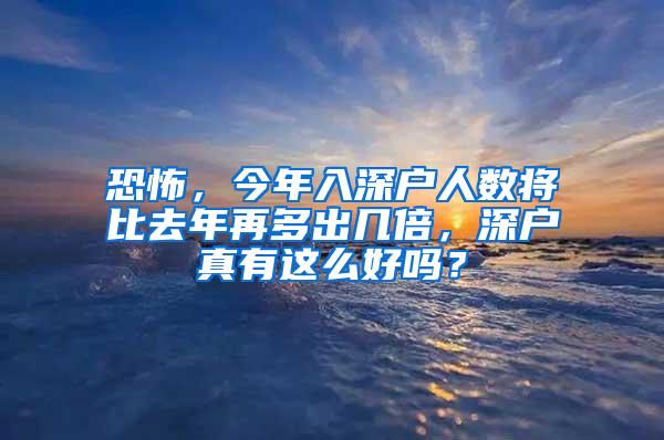 恐怖，今年入深户人数将比去年再多出几倍，深户真有这么好吗？