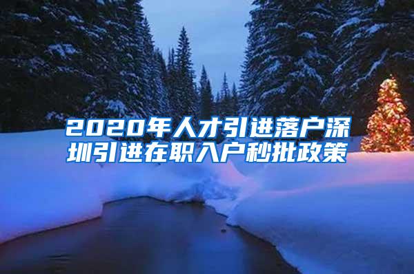 2020年人才引进落户深圳引进在职入户秒批政策