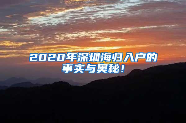 2020年深圳海归入户的事实与奥秘！