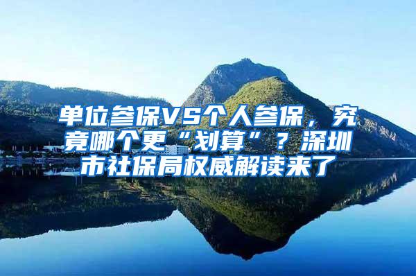 单位参保VS个人参保，究竟哪个更“划算”？深圳市社保局权威解读来了