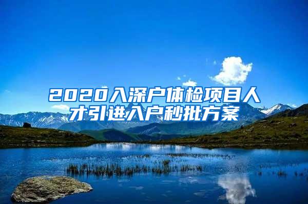 2020入深户体检项目人才引进入户秒批方案