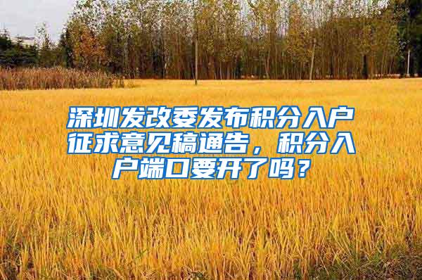 深圳发改委发布积分入户征求意见稿通告，积分入户端口要开了吗？