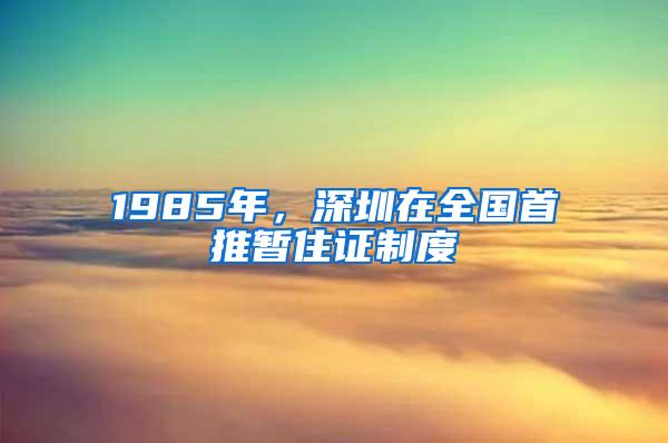 1985年，深圳在全国首推暂住证制度