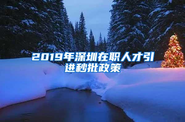 2019年深圳在职人才引进秒批政策