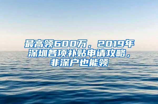 最高领600万，2019年深圳各项补贴申请攻略，非深户也能领