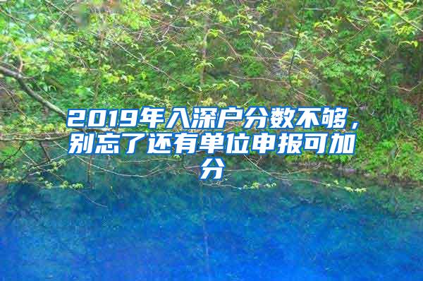 2019年入深户分数不够，别忘了还有单位申报可加分