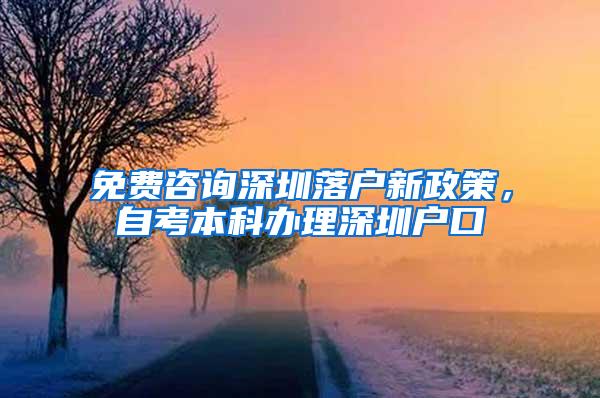 免费咨询深圳落户新政策，自考本科办理深圳户口