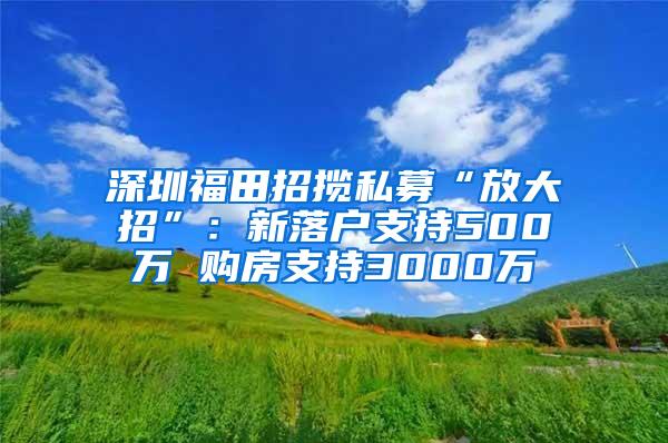 深圳福田招揽私募“放大招”：新落户支持500万 购房支持3000万