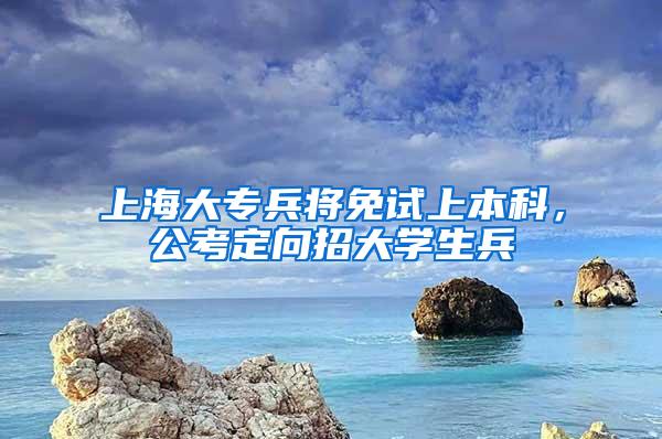 上海大专兵将免试上本科，公考定向招大学生兵