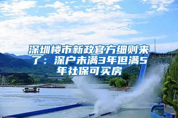 深圳楼市新政官方细则来了：深户未满3年但满5年社保可买房