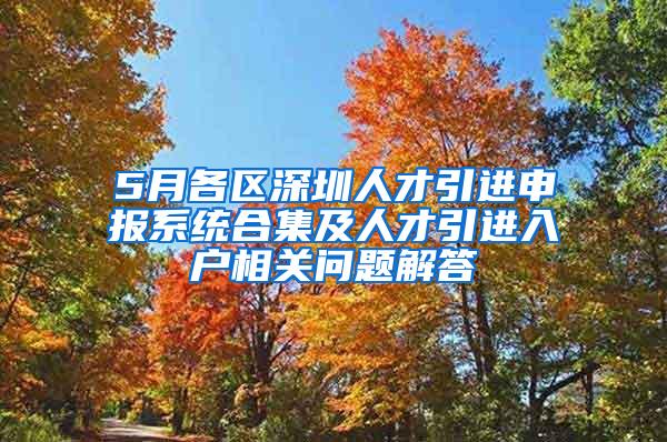 5月各区深圳人才引进申报系统合集及人才引进入户相关问题解答