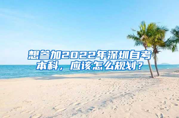 想参加2022年深圳自考本科，应该怎么规划？