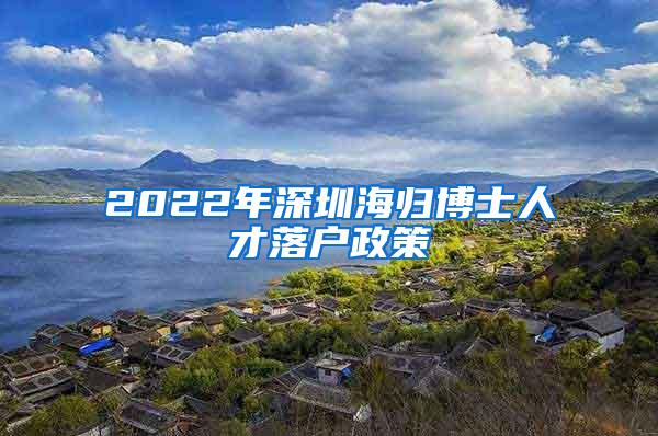 2022年深圳海归博士人才落户政策