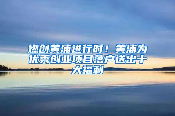 燃创黄浦进行时！黄浦为优秀创业项目落户送出十大福利