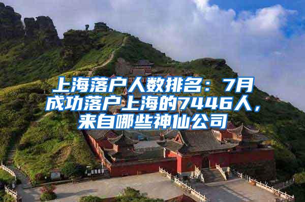 上海落户人数排名：7月成功落户上海的7446人，来自哪些神仙公司