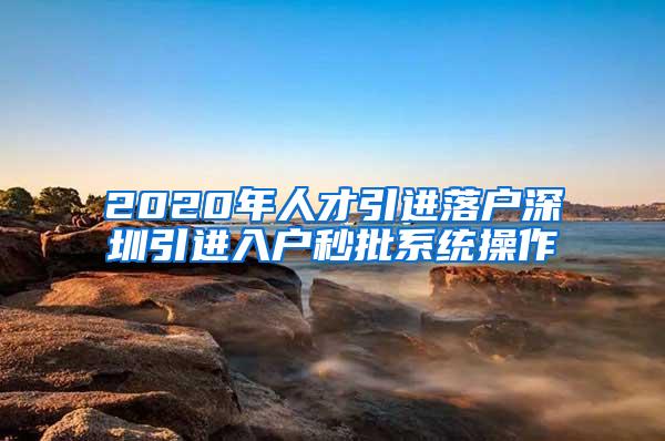 2020年人才引进落户深圳引进入户秒批系统操作