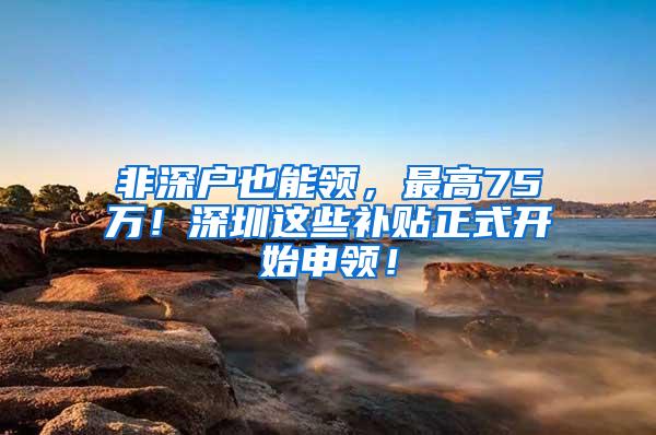 非深户也能领，最高75万！深圳这些补贴正式开始申领！