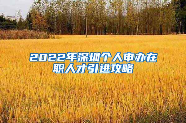 2022年深圳个人申办在职人才引进攻略