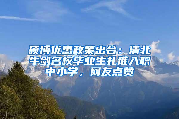 硕博优惠政策出台：清北牛剑名校毕业生扎堆入职中小学，网友点赞