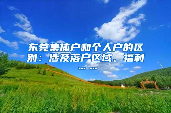 东莞集体户和个人户的区别：涉及落户区域、福利……