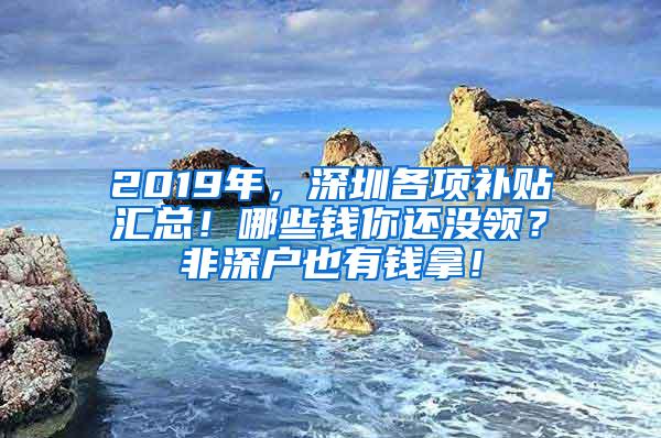 2019年，深圳各项补贴汇总！哪些钱你还没领？非深户也有钱拿！