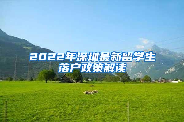 2022年深圳最新留学生落户政策解读