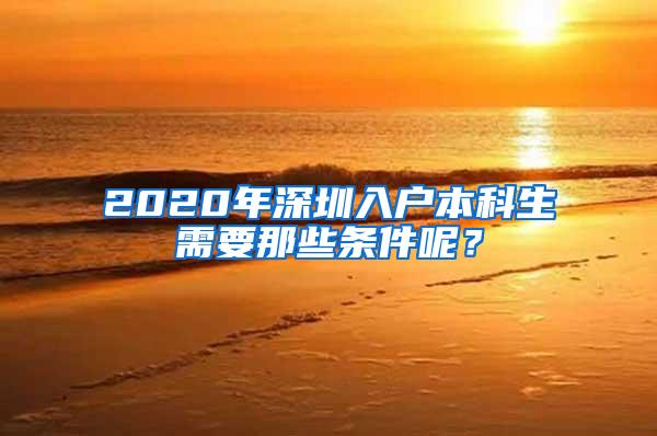 2020年深圳入户本科生需要那些条件呢？