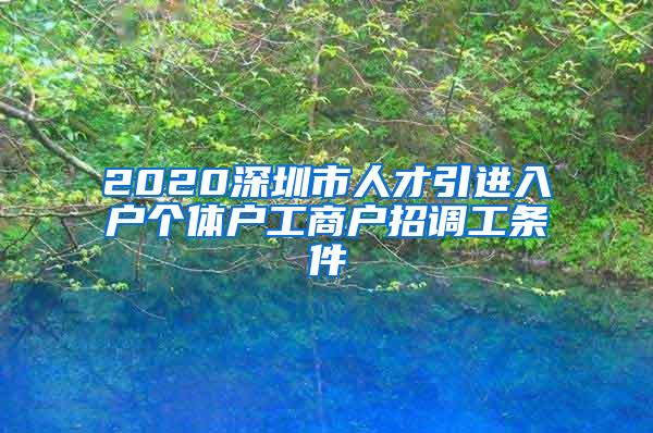 2020深圳市人才引进入户个体户工商户招调工条件