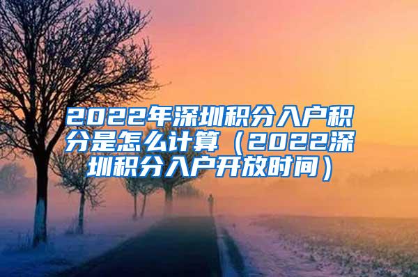 2022年深圳积分入户积分是怎么计算（2022深圳积分入户开放时间）