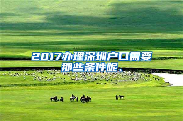 2017办理深圳户口需要那些条件呢、