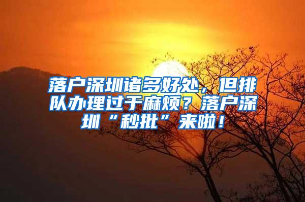 落户深圳诸多好处，但排队办理过于麻烦？落户深圳“秒批”来啦！