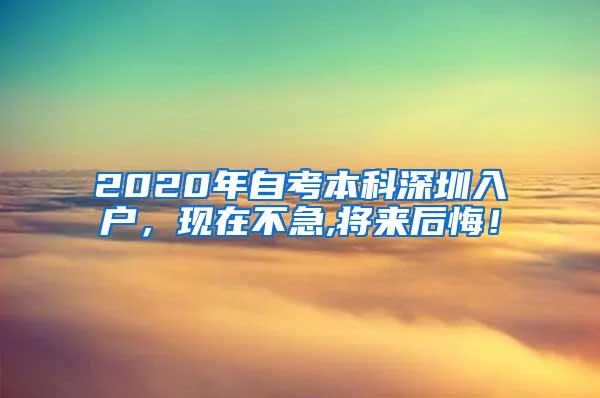 2020年自考本科深圳入户，现在不急,将来后悔！