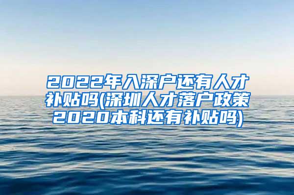 2022年入深户还有人才补贴吗(深圳人才落户政策2020本科还有补贴吗)