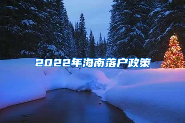 2022年海南落户政策