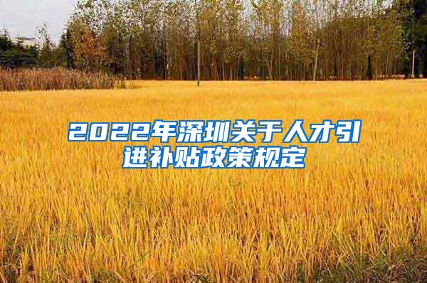 2022年深圳关于人才引进补贴政策规定