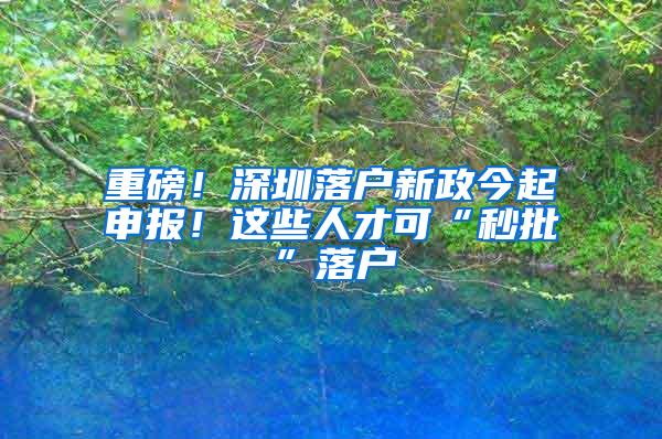 重磅！深圳落户新政今起申报！这些人才可“秒批”落户