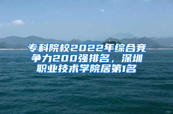 专科院校2022年综合竞争力200强排名，深圳职业技术学院居第1名