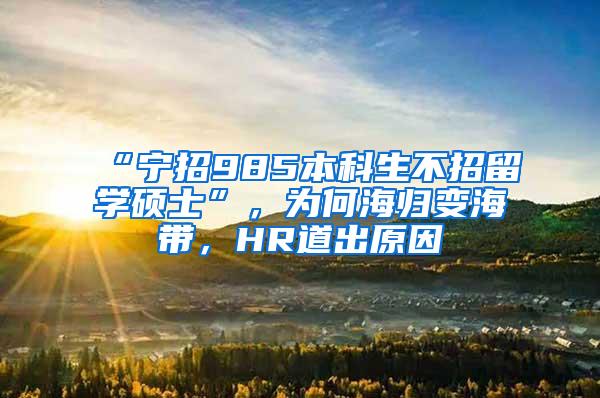 “宁招985本科生不招留学硕士”，为何海归变海带，HR道出原因