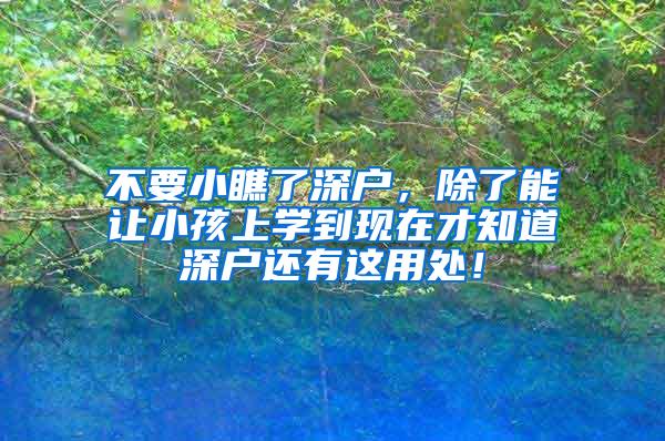 不要小瞧了深户，除了能让小孩上学到现在才知道深户还有这用处！