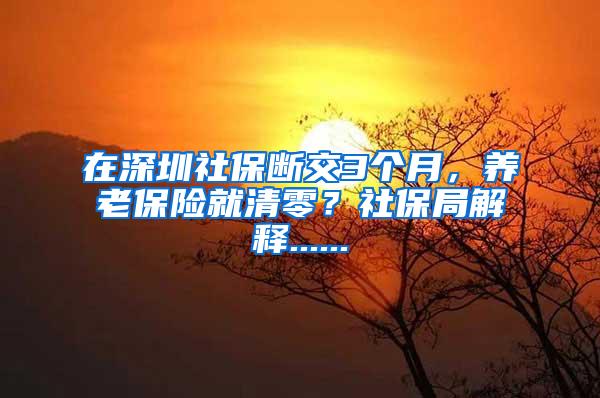 在深圳社保断交3个月，养老保险就清零？社保局解释......