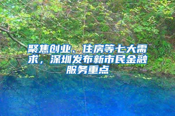 聚焦创业、住房等七大需求，深圳发布新市民金融服务重点