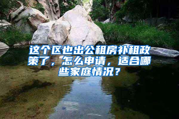 这个区也出公租房补租政策了，怎么申请，适合哪些家庭情况？