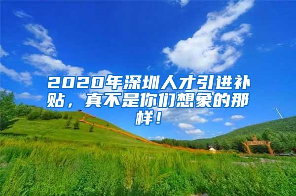 2020年深圳人才引进补贴，真不是你们想象的那样！