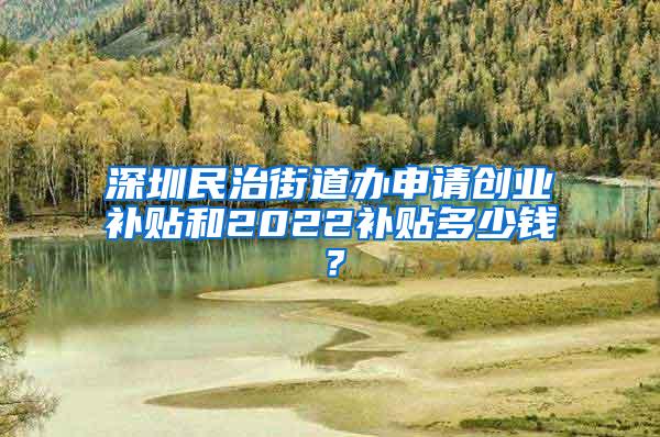 深圳民治街道办申请创业补贴和2022补贴多少钱？