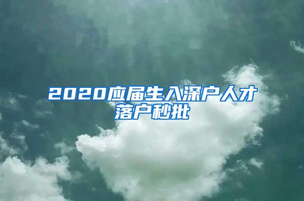 2020应届生入深户人才落户秒批