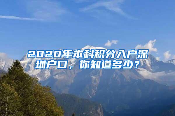 2020年本科积分入户深圳户口，你知道多少？