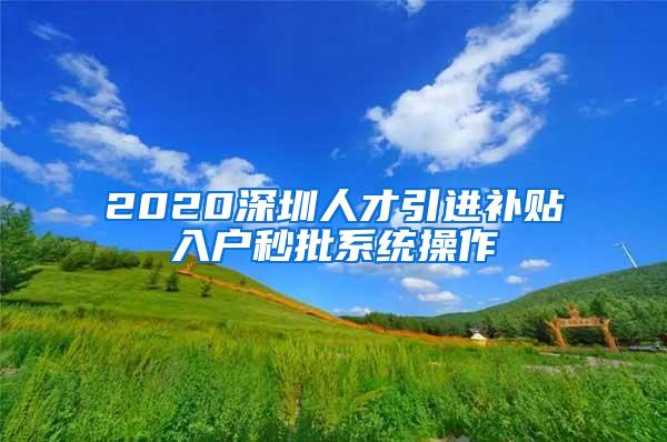 2020深圳人才引进补贴入户秒批系统操作