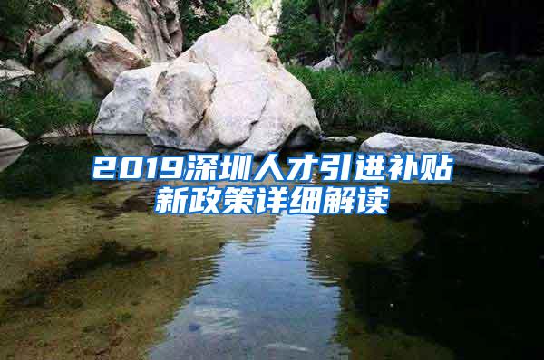 2019深圳人才引进补贴新政策详细解读