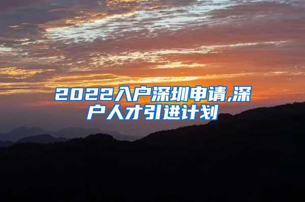 2022入户深圳申请,深户人才引进计划