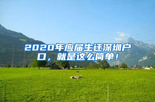 2020年应届生迁深圳户口，就是这么简单！